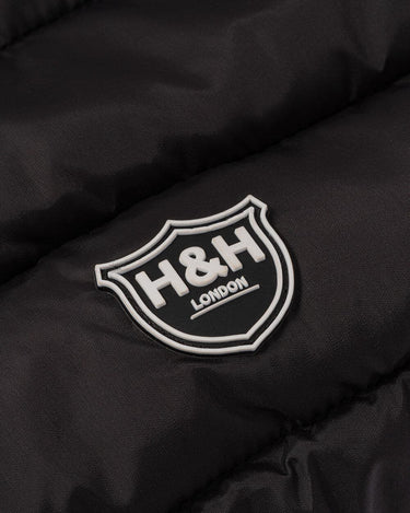 Reversible Dog Puffer Jacket - Black and Grey Branding