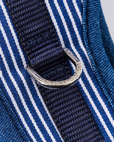 Fabric Dog Harness - Striped Navy D Ring