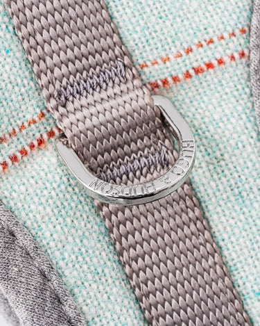 Tweed Dog Harness - Aqua Checked D Ring