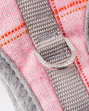 Tweed Dog Harness - Pink Checked D Ring