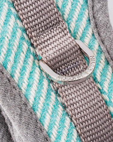 Tweed Dog Harness - Aqua Herringbone D Ring