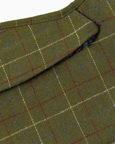 Tweed Fleece Dog Jacket - Dark Green Checked Collar