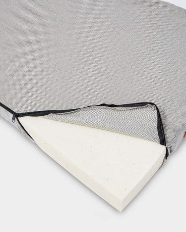 Grey Herringbone Foam Mattress Dog Bed Removable Cover