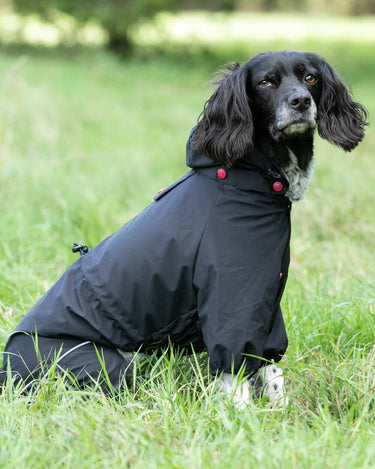 Reflective Hooded Dog Overalls Black