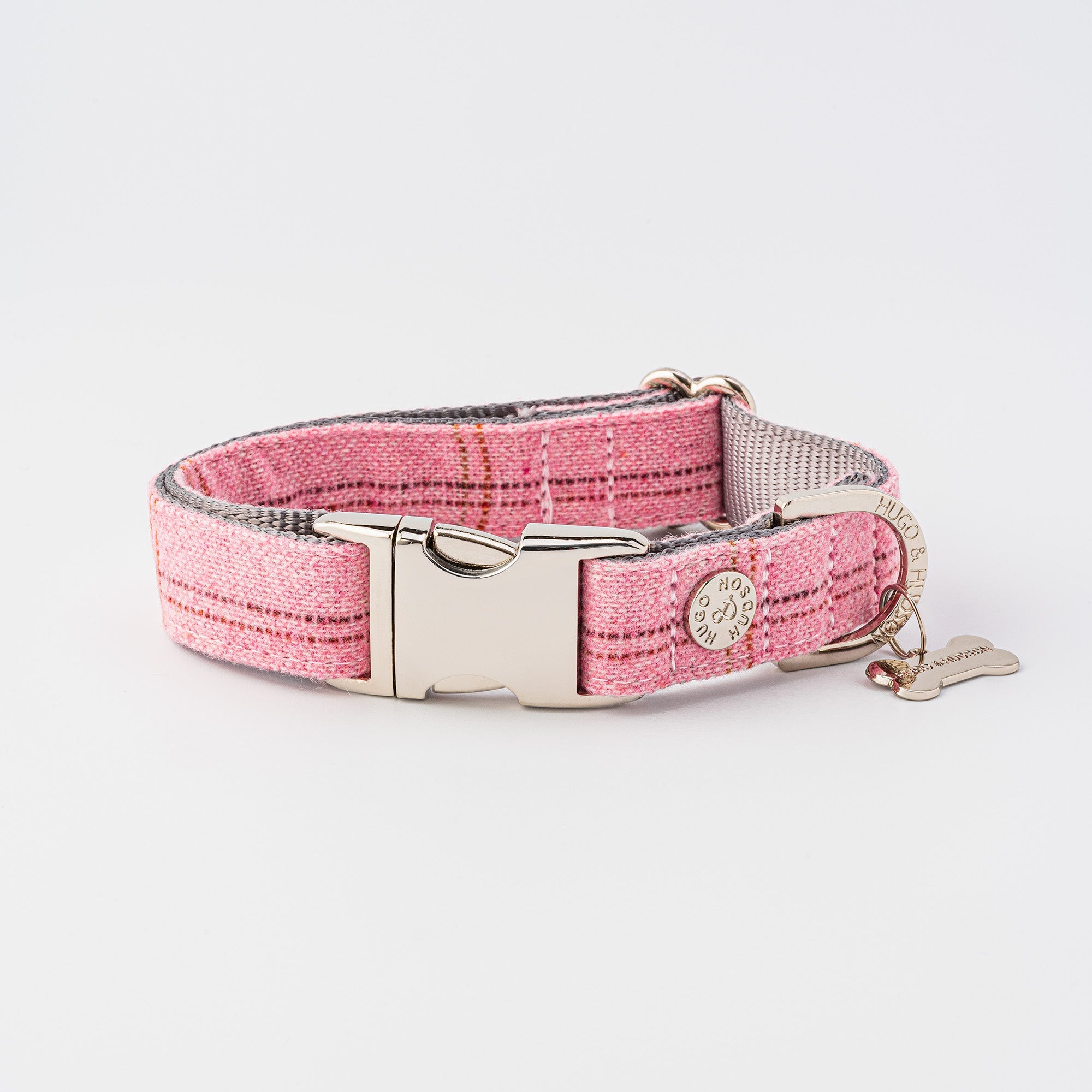 Pink tweed shop dog collar