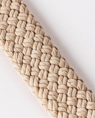 Flat Rope and Leather Dog Lead - Tan Pattern