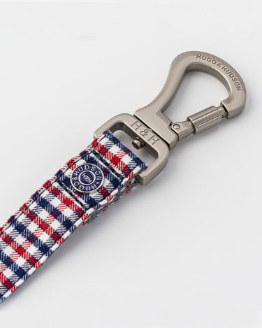 Fabric Dog Lead - Checked Navy and Red Hook