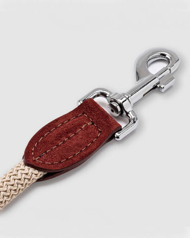 Rope and Suede Leather Dog Lead - Brown Hook