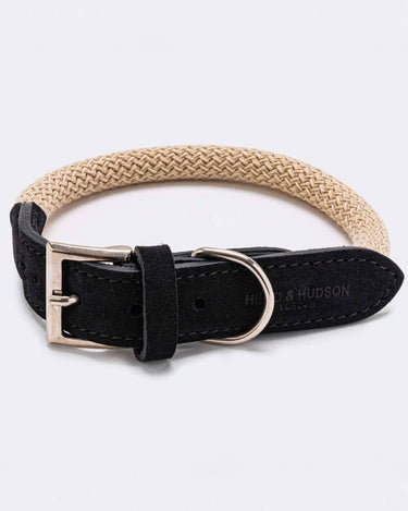 Rope and Suede Leather Dog Collar - Black Buckle