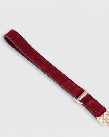 Flat Rope and Leather Dog Lead - Burgundy Handle