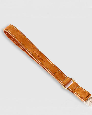 Flat Rope and Leather Dog Lead - Tan Handle