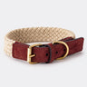 Flat Rope and Leather Dog Collar - Brown