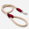 Rope and Leather Dog Lead - Burgundy