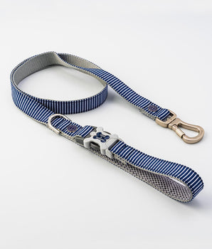 Fabric Dog Lead - Striped Navy