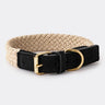 Flat Rope and Leather Dog Collar - Black