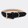 Rope and Suede Leather Dog Collar - Black