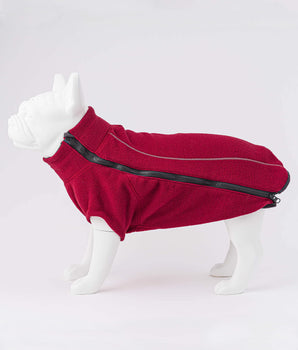 Cosy Warm Fleece Dog Jacket - Burgundy