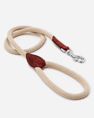 Rope and Suede Leather Dog Lead - Brown