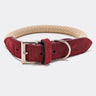 Rope and Leather Dog Collar - Burgundy