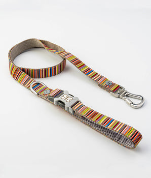 Fabric Dog Leash - Striped Multi-color