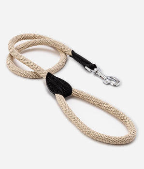 Rope and Suede Leather Dog Lead - Black