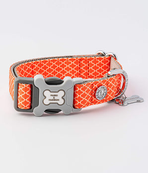 Fabric Dog Collar - Orange Geometric