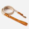 Flat Rope and Leather Dog Lead - Tan