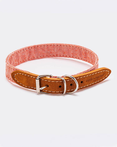 Fabric and Suede Leather Dog Collar - Orange