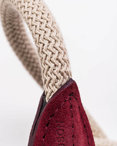 Rope and Leather Dog Lead - Burgundy Pattern
